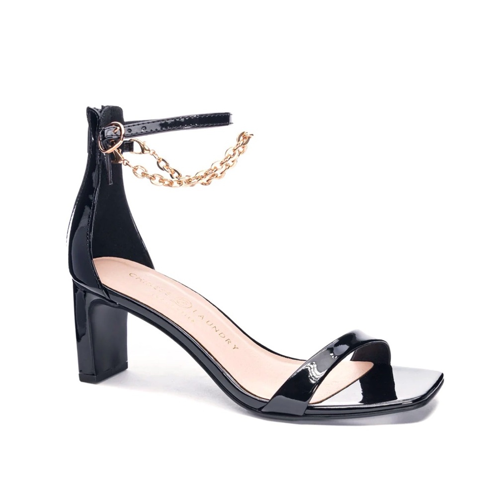 Chinese Laundry Yara Dress Sandal Patent Black Size 8.5
